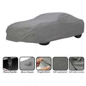 Body Cover for KUV100 Water Resistant Polyester Fabric with Mirror Pocket Slots_Grey 